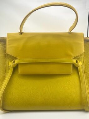 Celine Yellow Leather Nano Grained Belt Bag